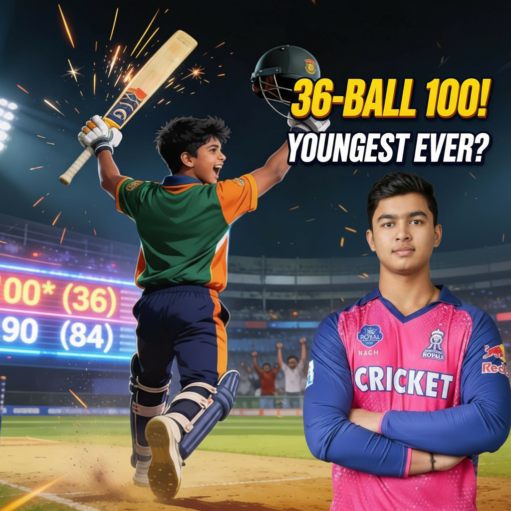 14-year-old Vaibhav Sooryavanshi smashes a 36-ball hundred in Vijay Hazare Trophy, becoming the youngest centurion and eyeing a double ton.​